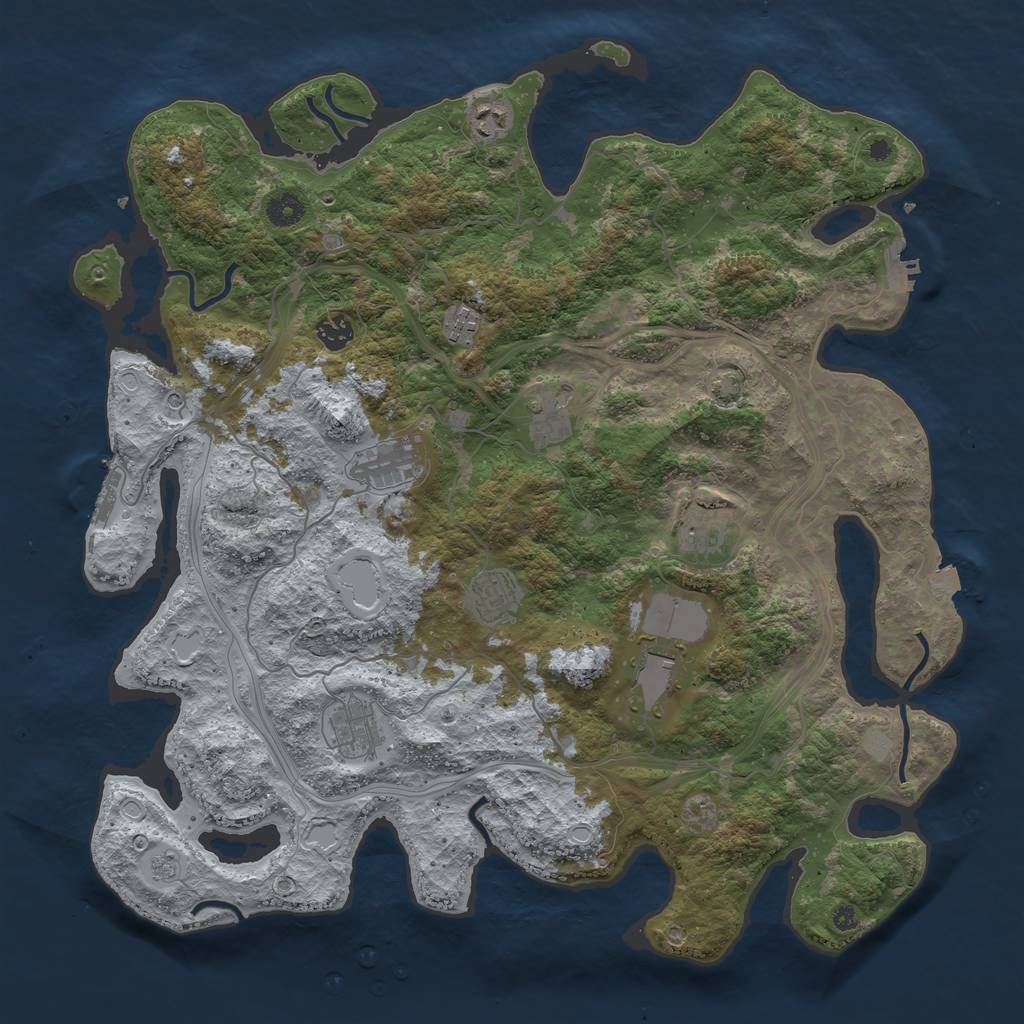 Rust Map: Procedural Map, Size: 4300, Seed: 739662804, 17 Monuments
