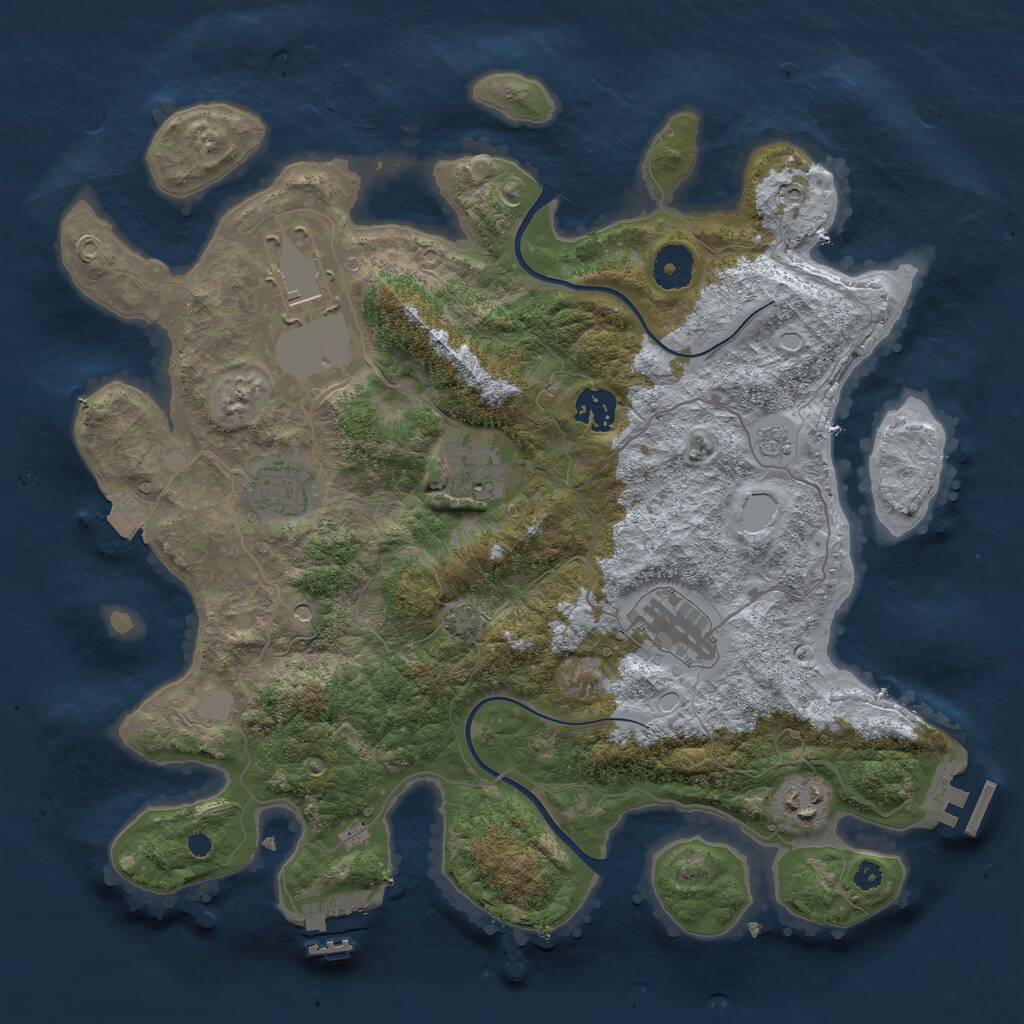 Rust Map: Procedural Map, Size: 3600, Seed: 4921639, 12 Monuments