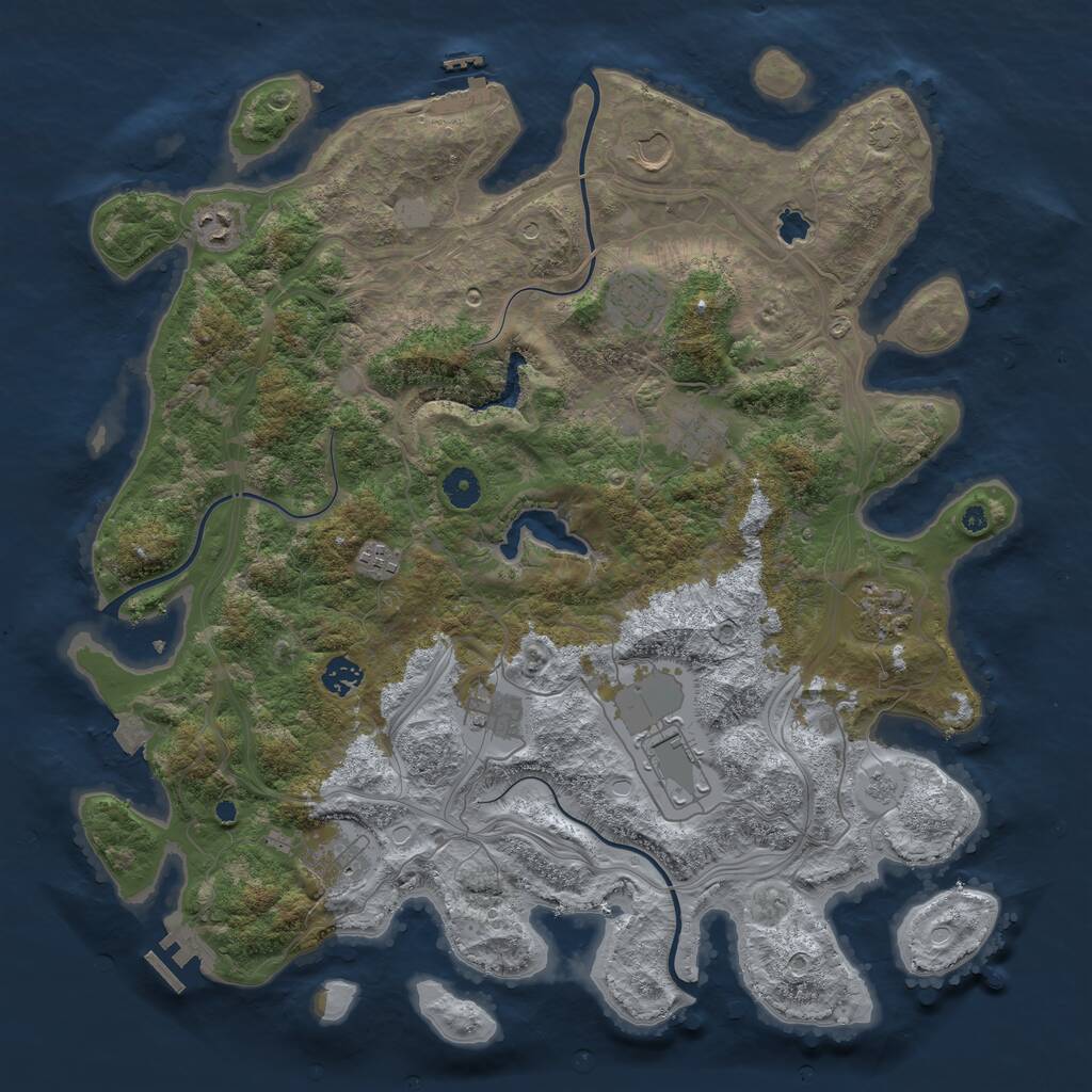 Rust Map: Procedural Map, Size: 4300, Seed: 92880848, 16 Monuments