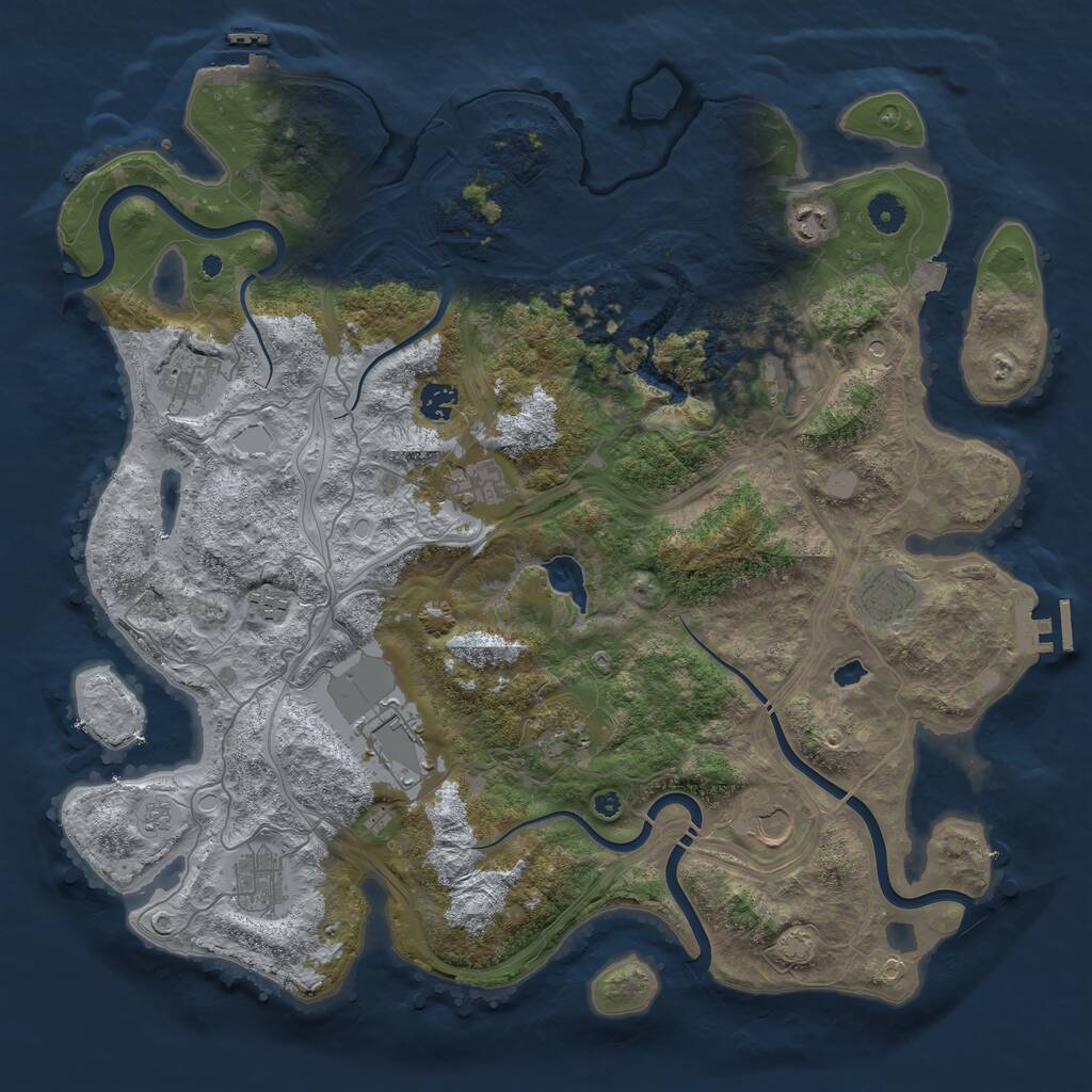 Rust Map: Procedural Map, Size: 4300, Seed: 40529498, 17 Monuments