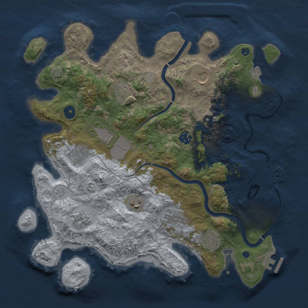 Rust Map: Procedural Map, Size: 3700, Seed: 60042565, 16 Monuments