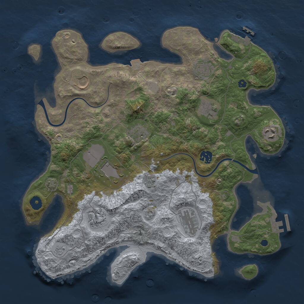 Rust Map: Procedural Map, Size: 3600, Seed: 57338391, 15 Monuments