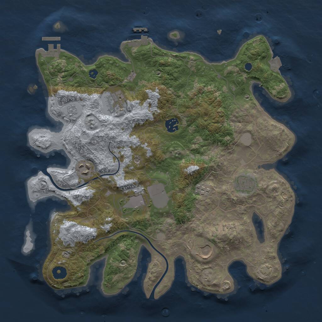 Rust Map: Procedural Map, Size: 3500, Seed: 13359947, 13 Monuments