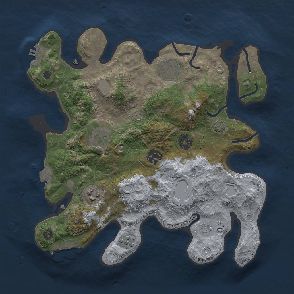 Rust Map: Procedural Map, Size: 3000, Seed: 1929458761, 13 Monuments