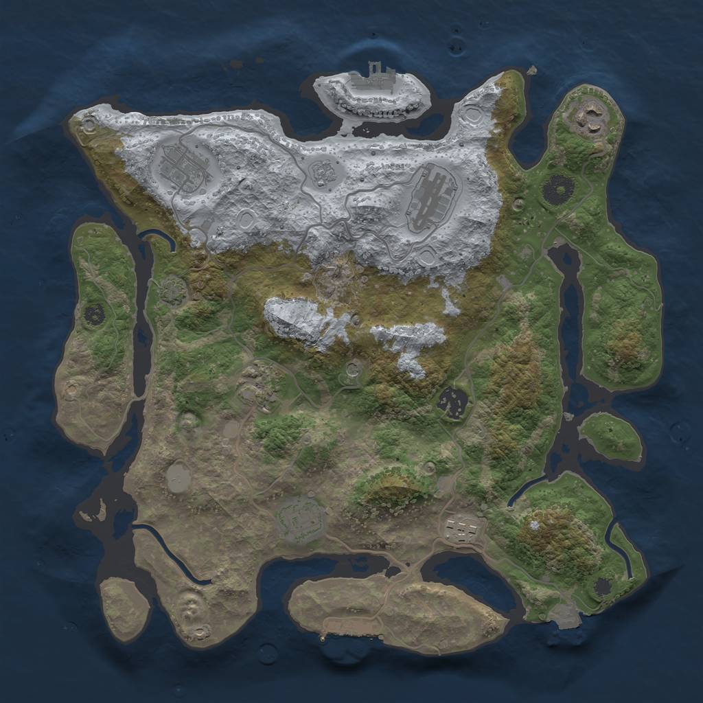 Rust Map: Procedural Map, Size: 3450, Seed: 73800503, 15 Monuments