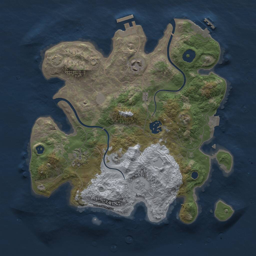 Rust Map: Procedural Map, Size: 3000, Seed: 44743, 8 Monuments