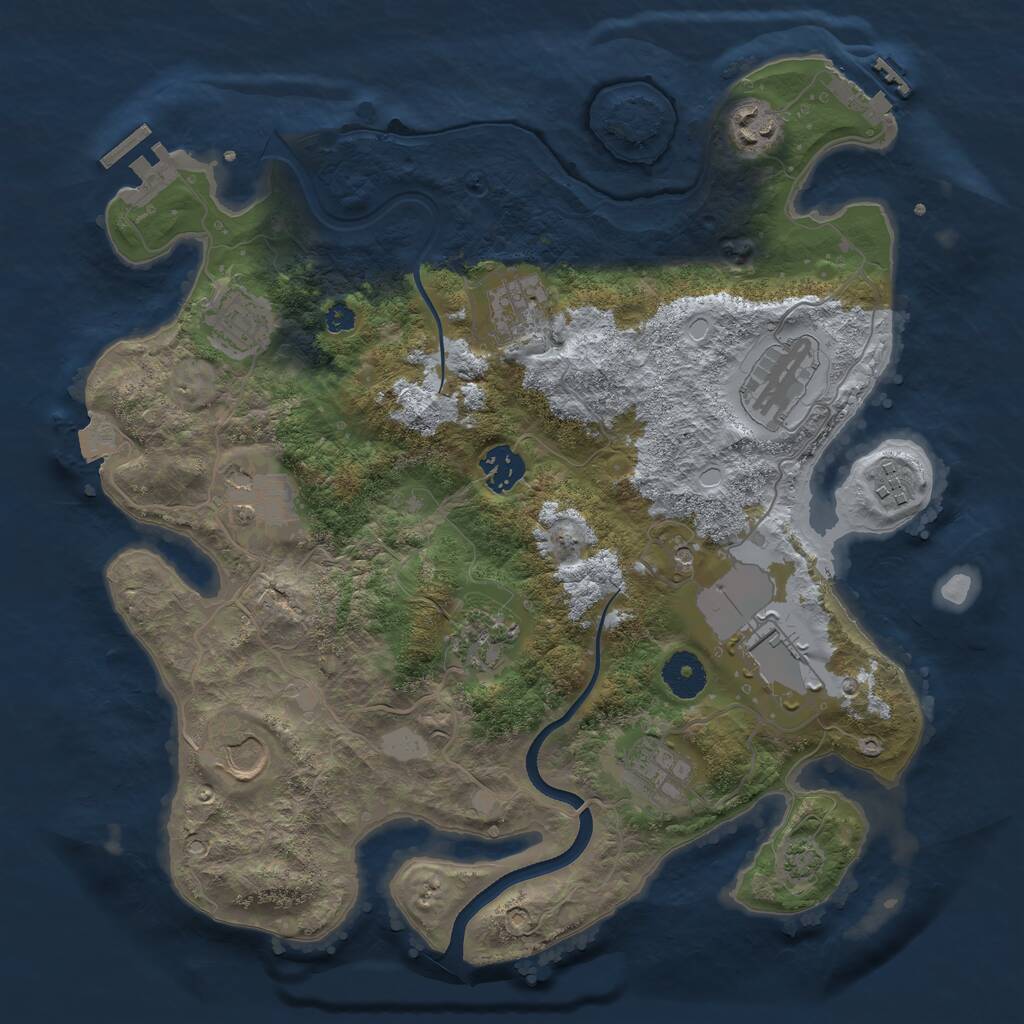 Rust Map: Procedural Map, Size: 3500, Seed: 17769647, 16 Monuments