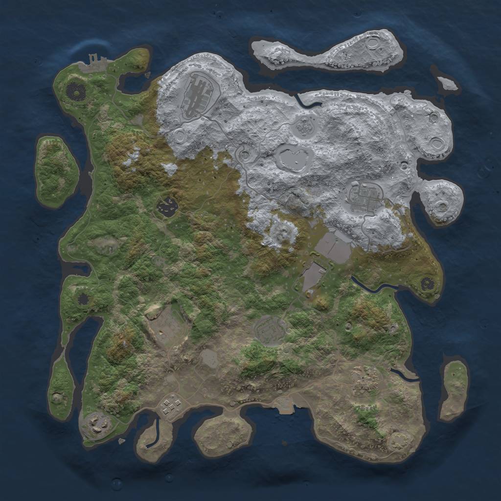 Rust Map: Procedural Map, Size: 3800, Seed: 81268598, 16 Monuments