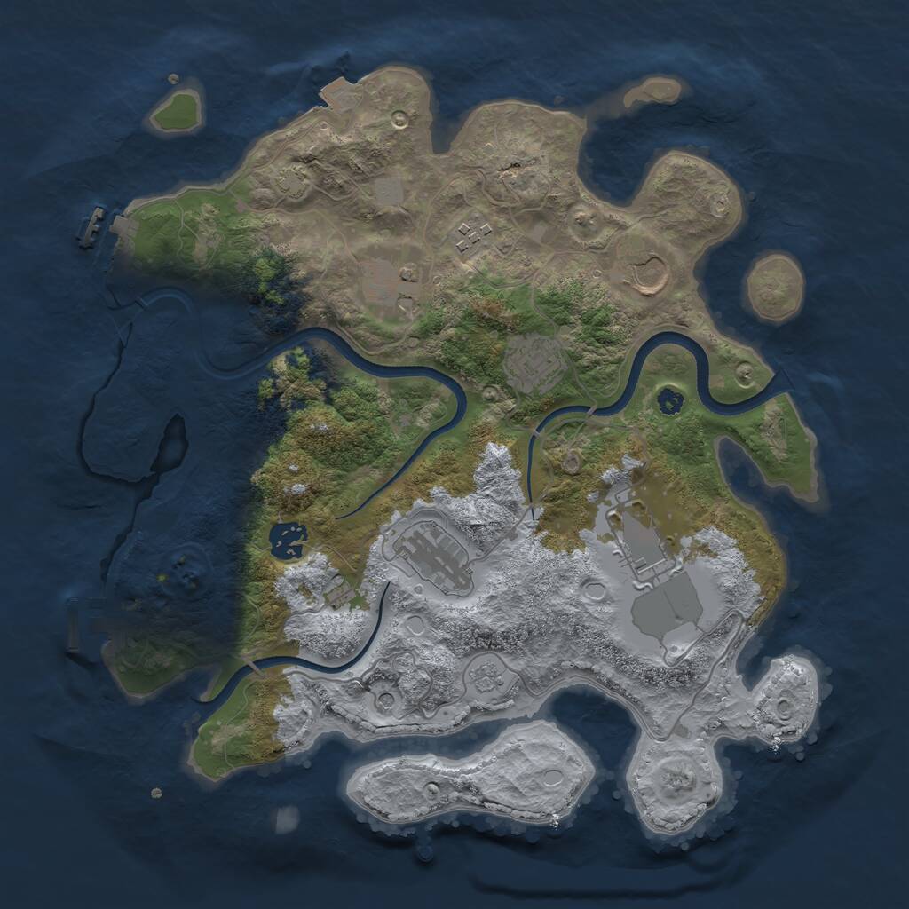 Rust Map: Procedural Map, Size: 3500, Seed: 75132087, 13 Monuments