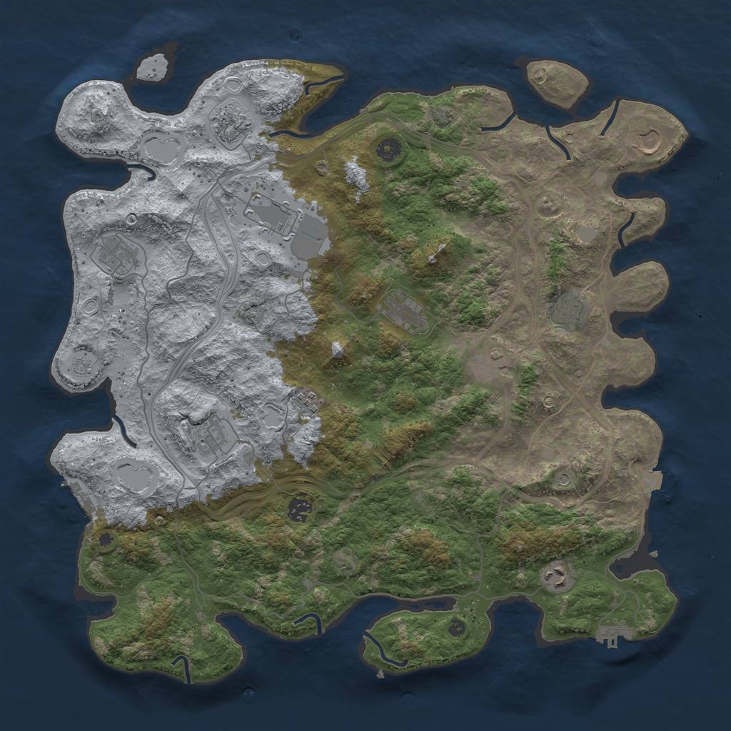 Rust Map: Procedural Map, Size: 4500, Seed: 1170570331, 19 Monuments