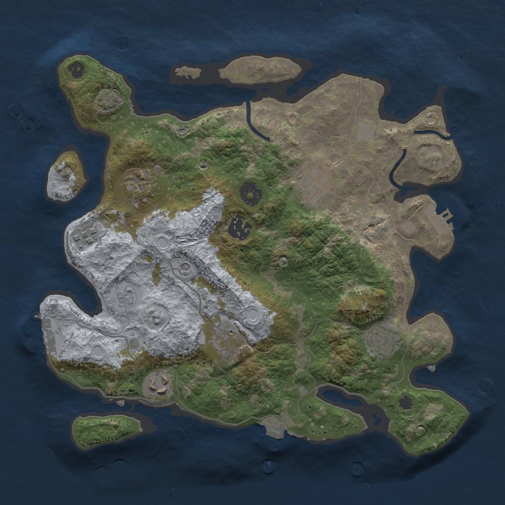 Rust Map: Procedural Map, Size: 3250, Seed: 51767, 15 Monuments