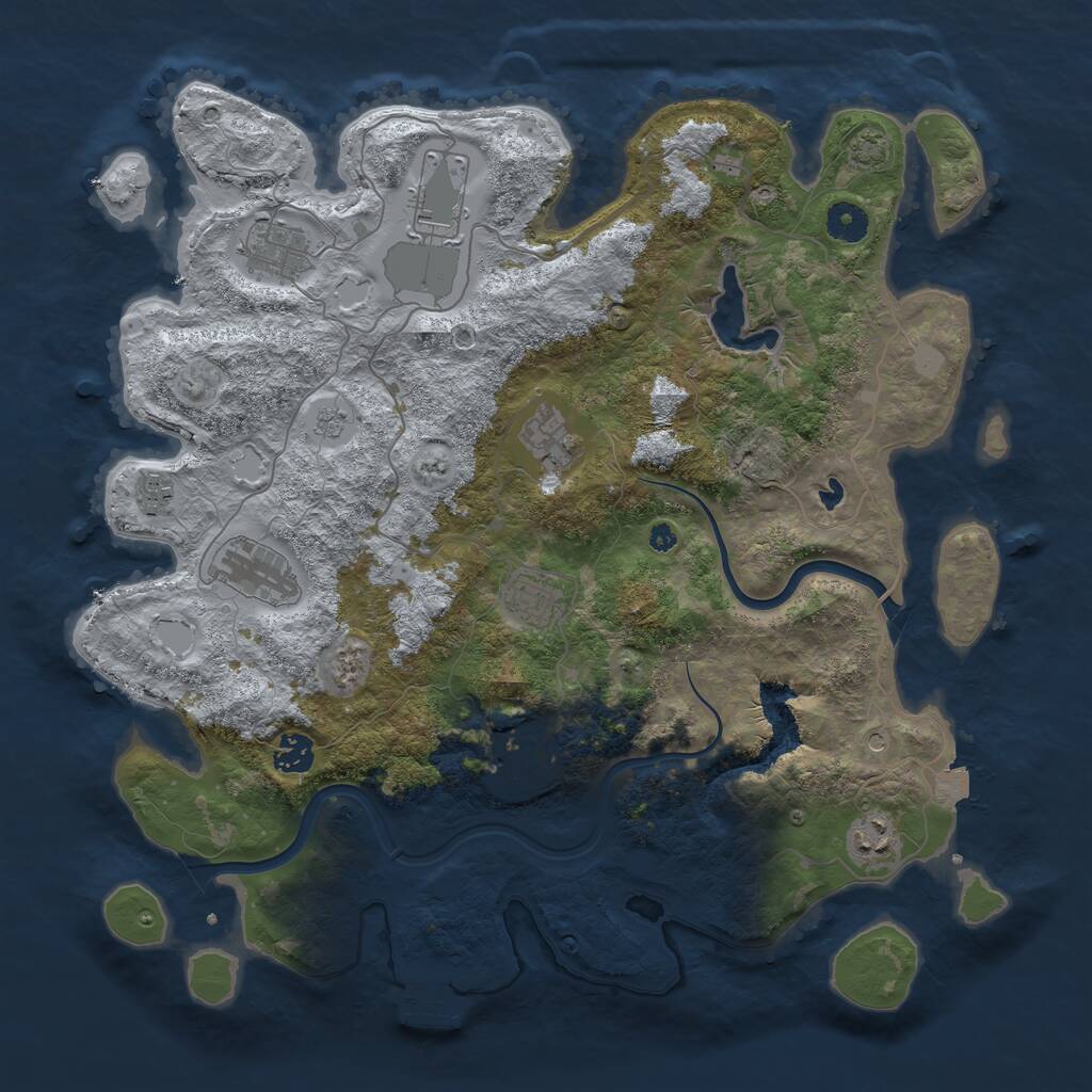 Rust Map: Procedural Map, Size: 4000, Seed: 1729824231, 14 Monuments