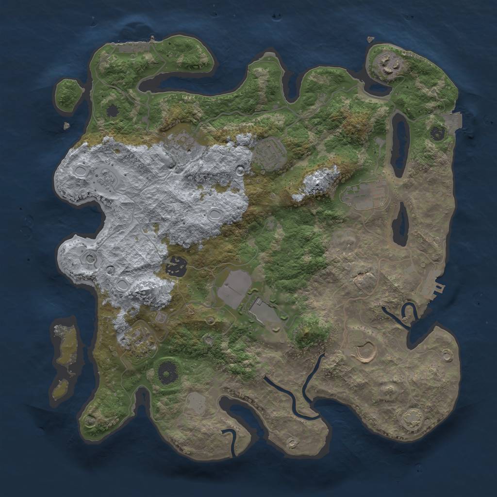 Rust Map: Procedural Map, Size: 3500, Seed: 56600841, 16 Monuments