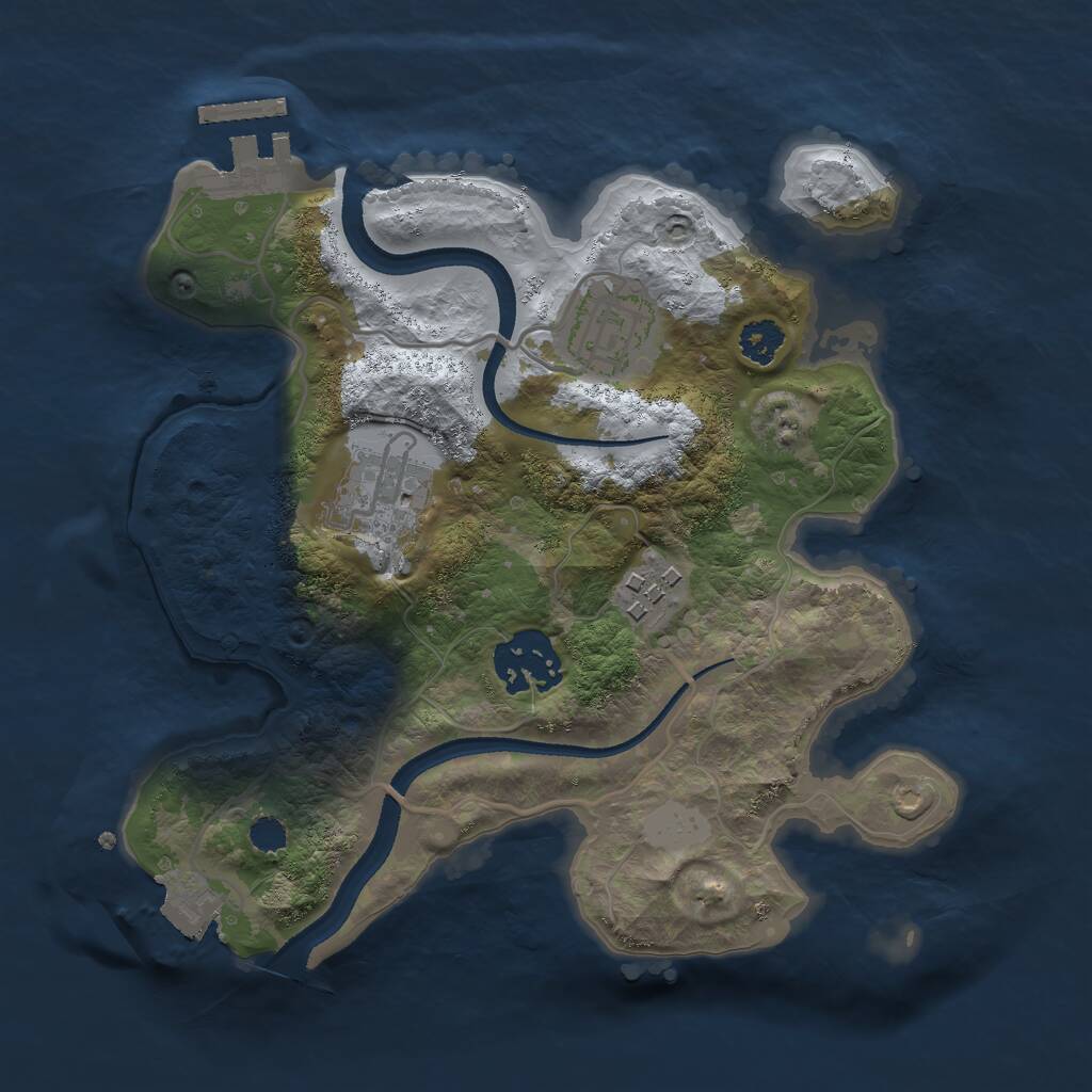 Rust Map: Procedural Map, Size: 2500, Seed: 6861, 6 Monuments
