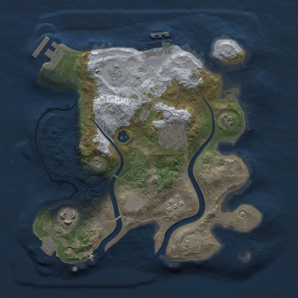 Rust Map: Procedural Map, Size: 2500, Seed: 6861, 9 Monuments
