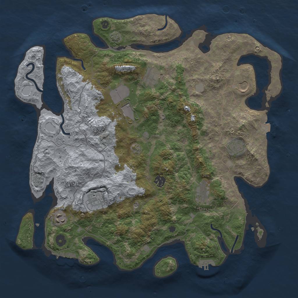 Rust Map: Procedural Map, Size: 4000, Seed: 5378618, 17 Monuments