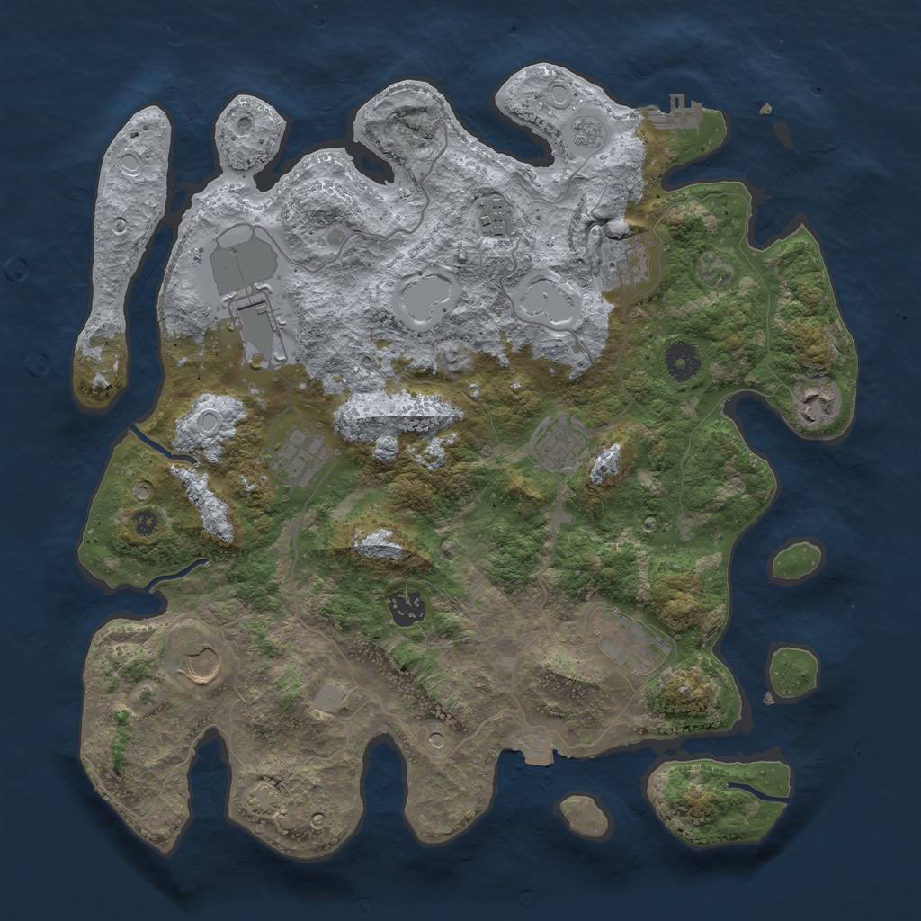 Rust Map: Procedural Map, Size: 3750, Seed: 1012512534, 16 Monuments