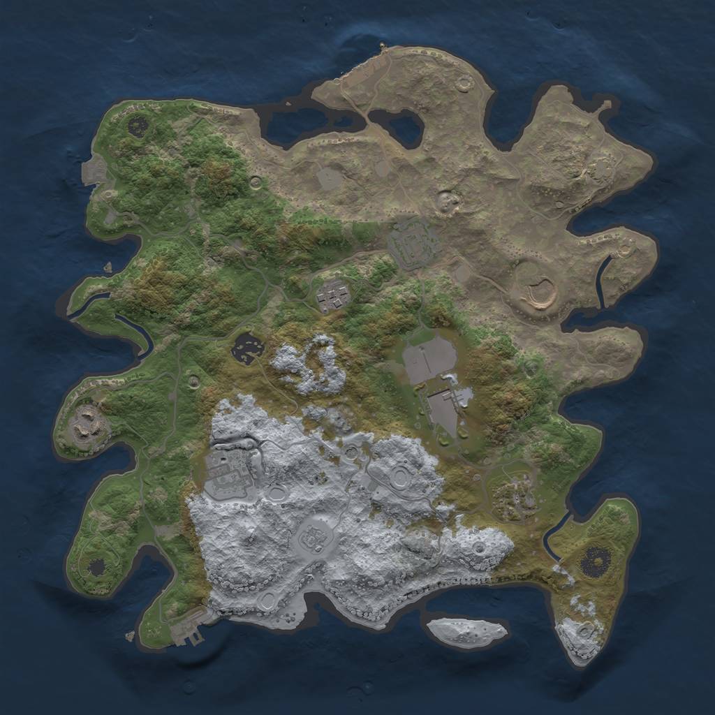 Rust Map: Procedural Map, Size: 3500, Seed: 104875612, 16 Monuments