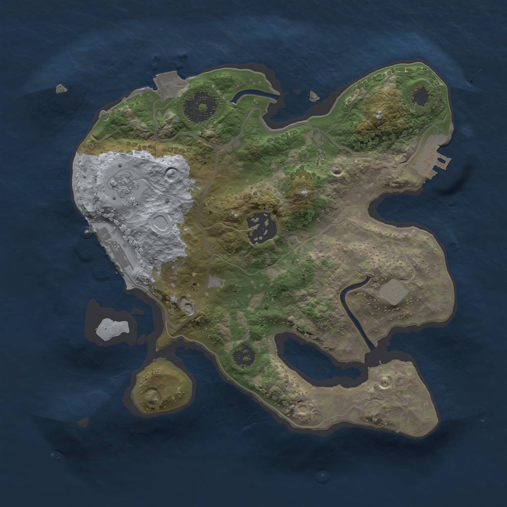 Rust Map: Procedural Map, Size: 2400, Seed: 2032032664, 7 Monuments