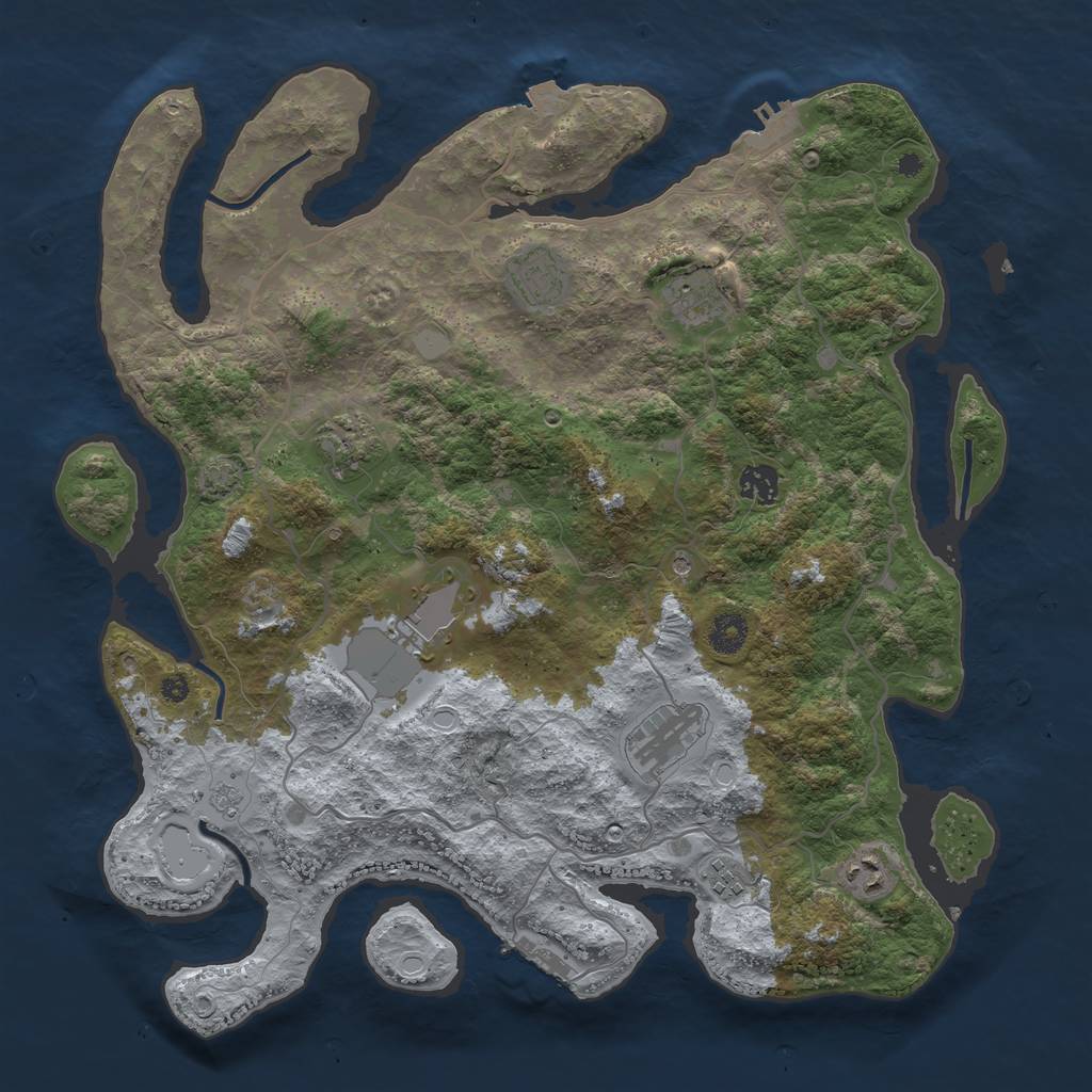 Rust Map: Procedural Map, Size: 4000, Seed: 80831156, 16 Monuments