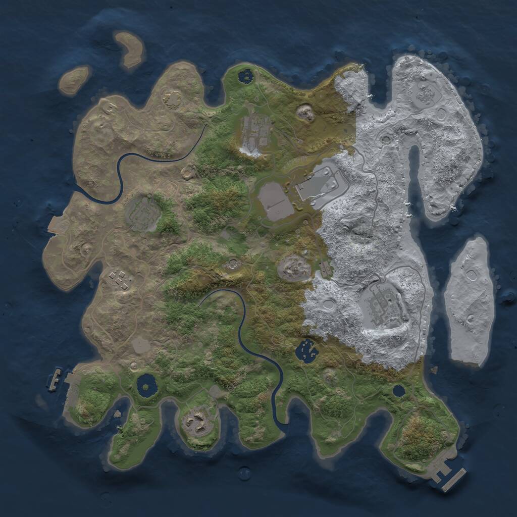 Rust Map: Procedural Map, Size: 3500, Seed: 215740816, 13 Monuments