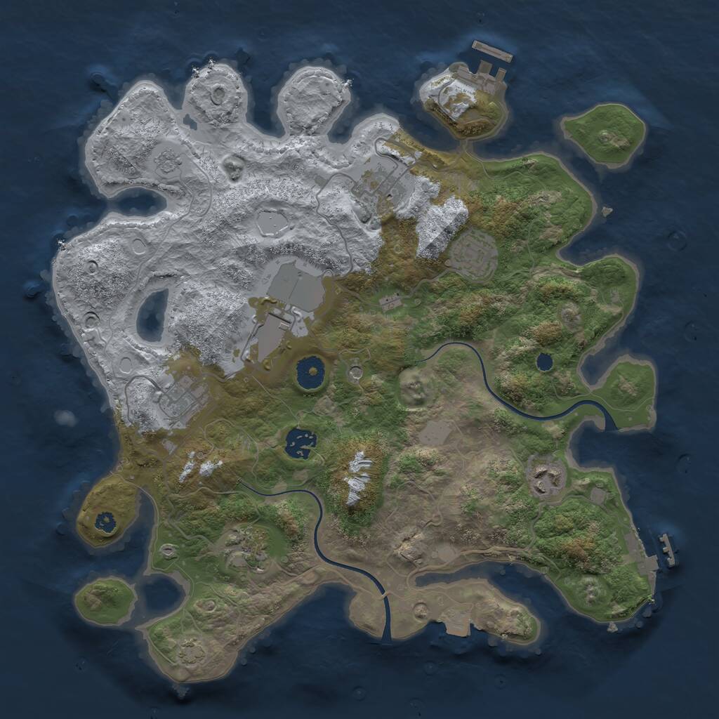 Rust Map: Procedural Map, Size: 3500, Seed: 1408578957, 13 Monuments