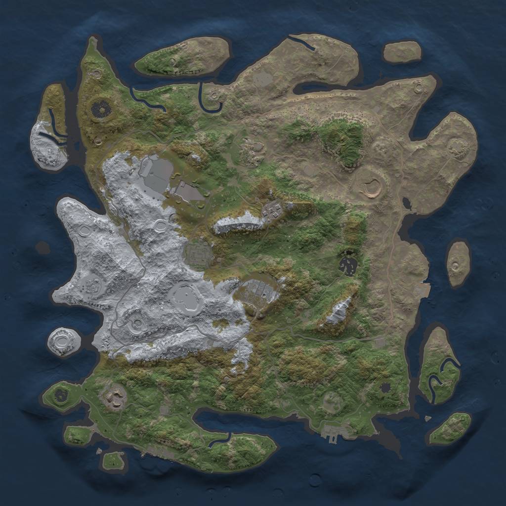 Rust Map: Procedural Map, Size: 4000, Seed: 73663507, 16 Monuments