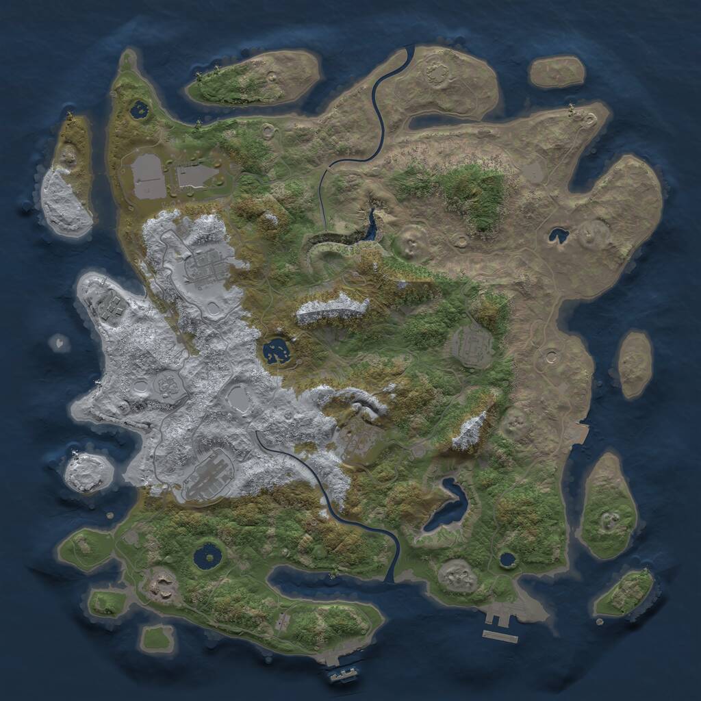 Rust Map: Procedural Map, Size: 4000, Seed: 73663507, 14 Monuments