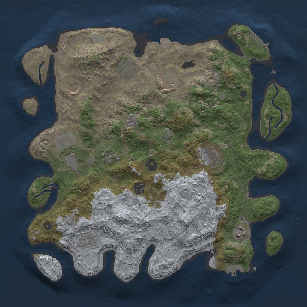 Rust Map: Procedural Map, Size: 3800, Seed: 54358868, 18 Monuments