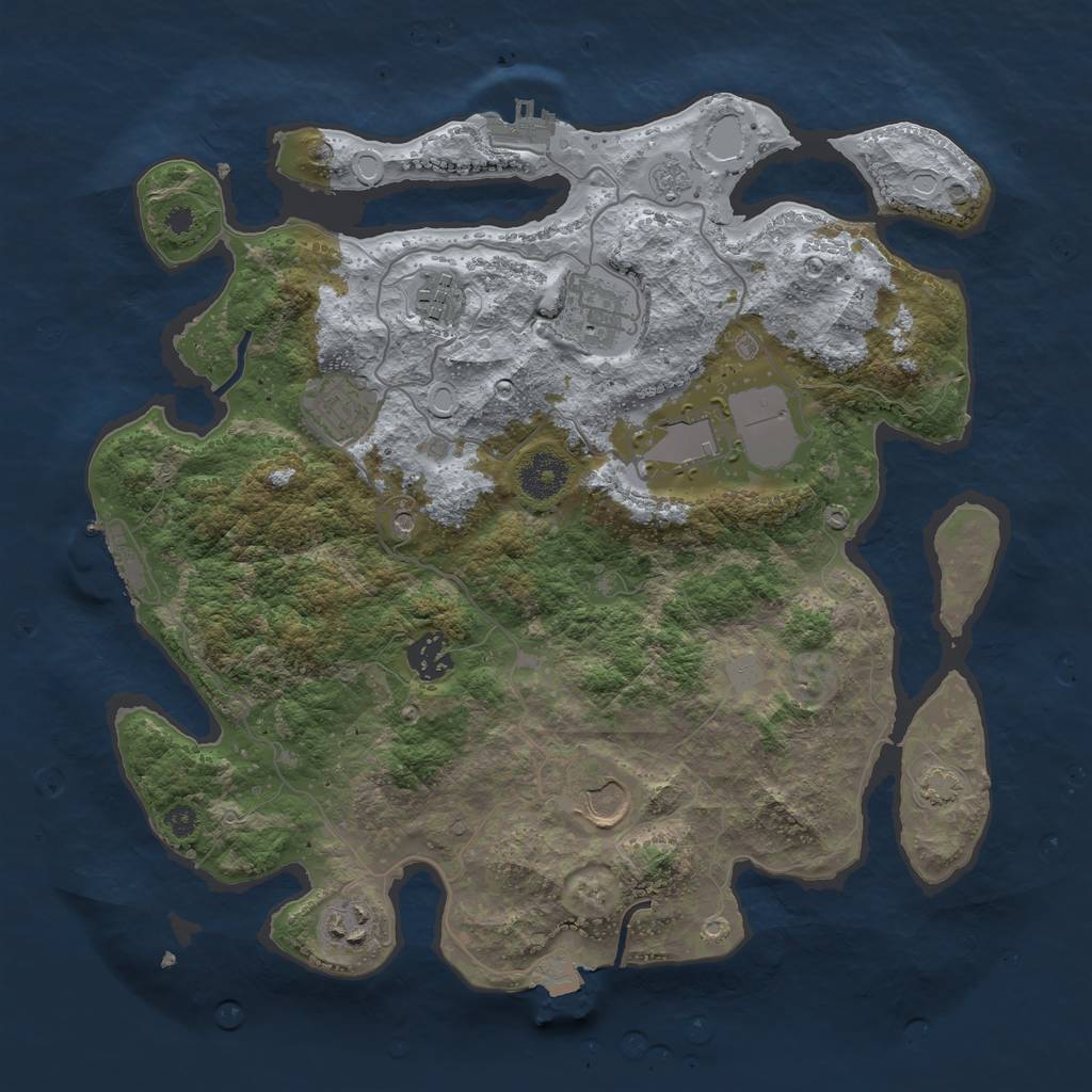 Rust Map: Procedural Map, Size: 3500, Seed: 380700474, 15 Monuments