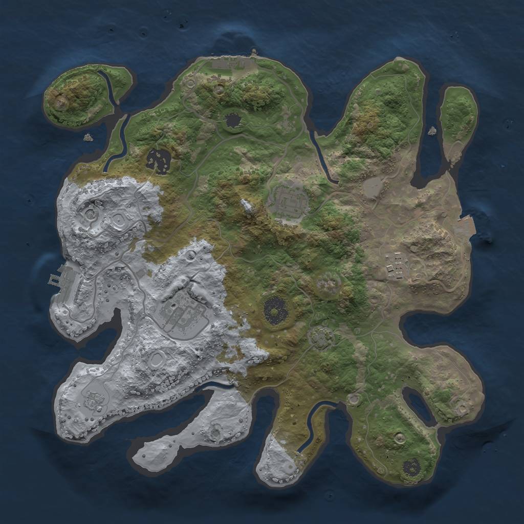Rust Map: Procedural Map, Size: 3000, Seed: 369478310, 12 Monuments