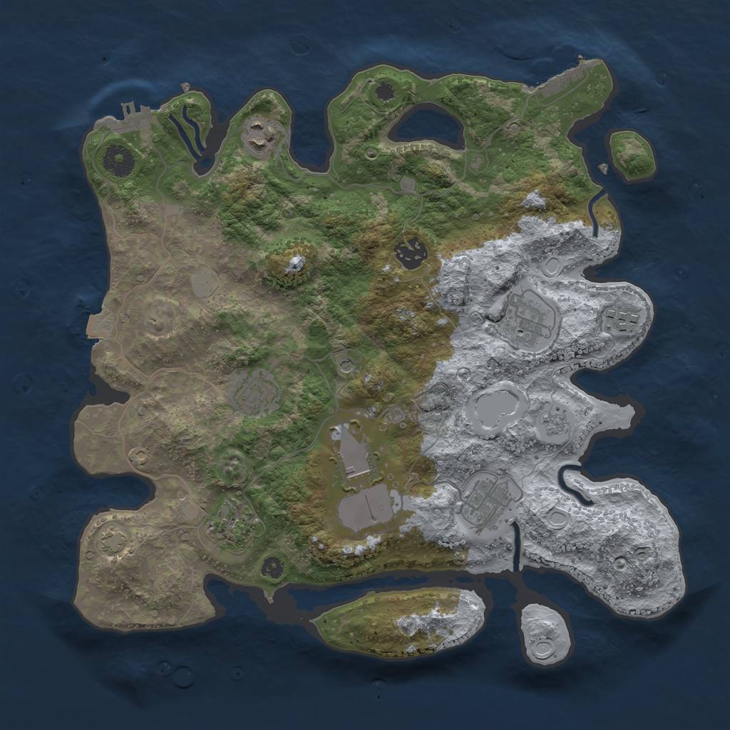 Rust Map: Procedural Map, Size: 3500, Seed: 8850012, 16 Monuments