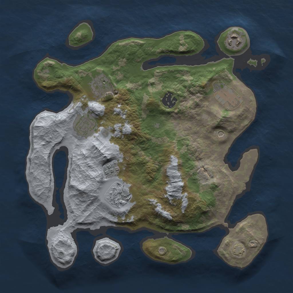 Rust Map: Barren, Size: 3000, Seed: 74818, 11 Monuments