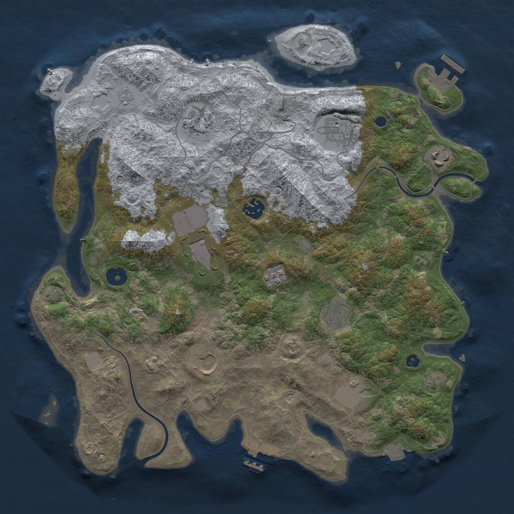 Rust Map: Procedural Map, Size: 3850, Seed: 278206341, 15 Monuments