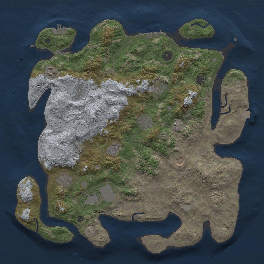 Rust Map: Procedural Map, Size: 4100, Seed: 40642304, 19 Monuments