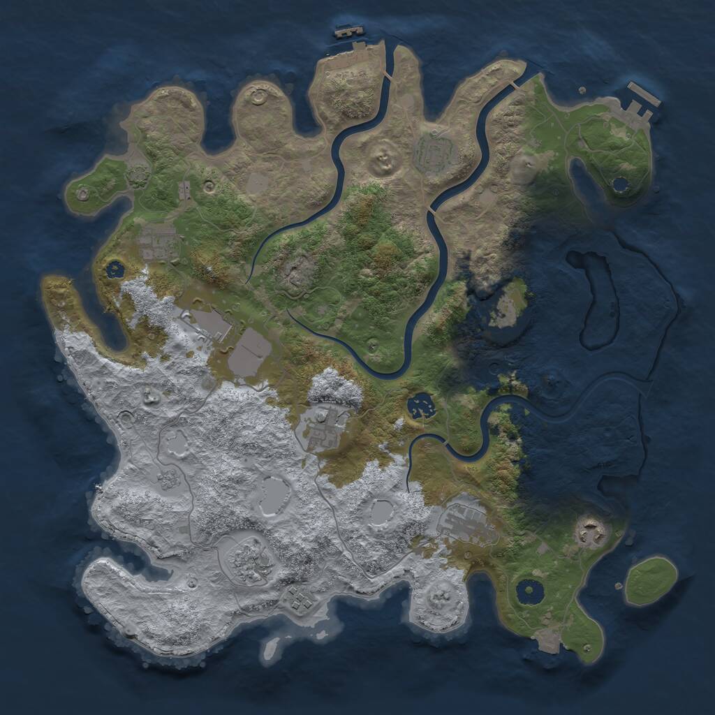 Rust Map: Procedural Map, Size: 3950, Seed: 93601447, 16 Monuments