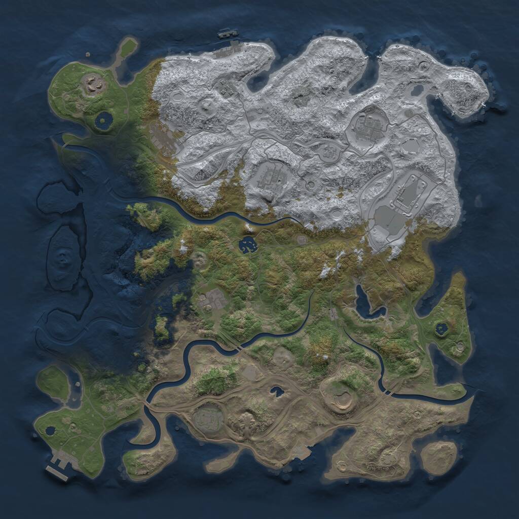 Rust Map: Procedural Map, Size: 4400, Seed: 76598827, 16 Monuments