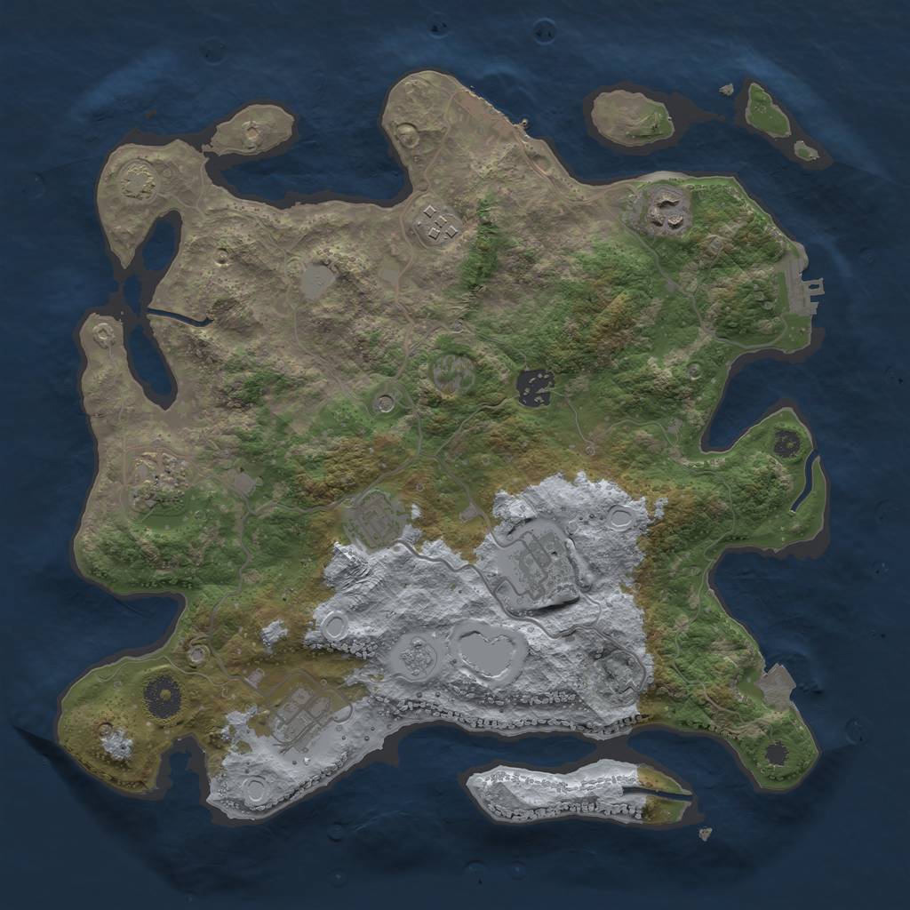 Rust Map: Procedural Map, Size: 3450, Seed: 18781922, 15 Monuments