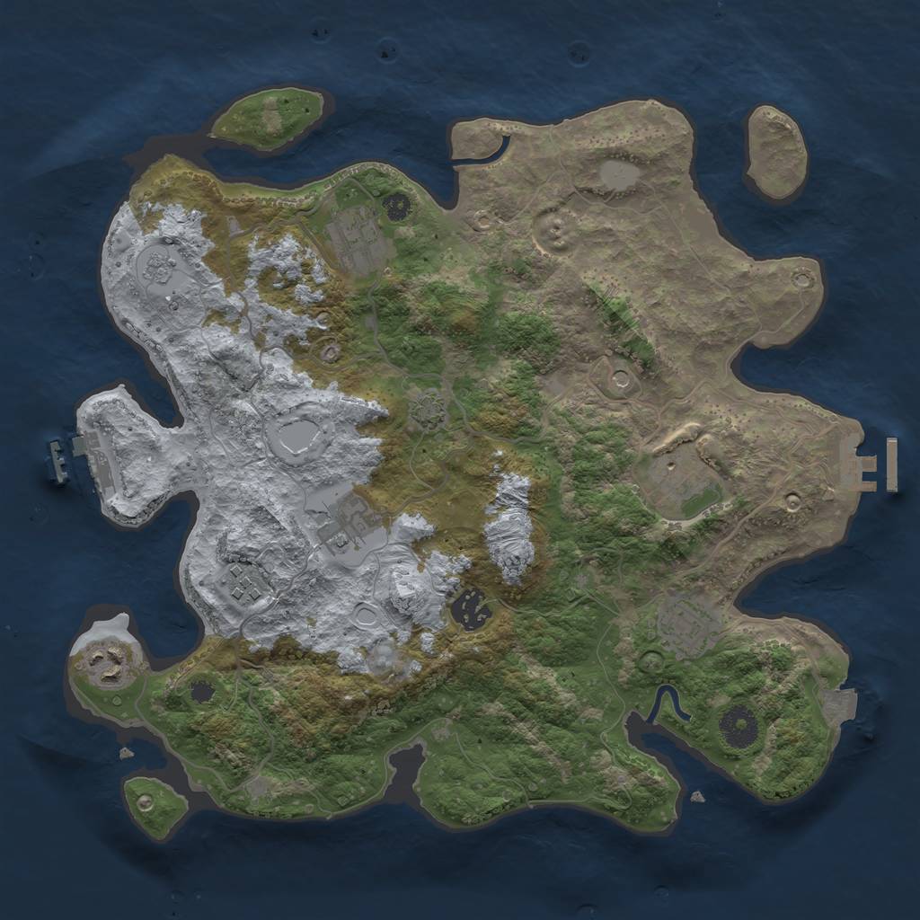 Rust Map: Procedural Map, Size: 3450, Seed: 52118819, 15 Monuments