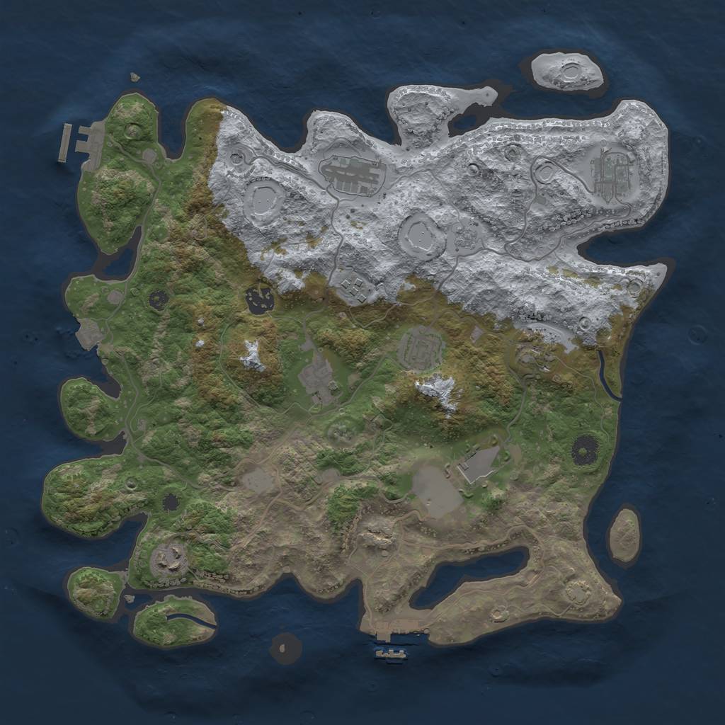 Rust Map: Procedural Map, Size: 3750, Seed: 26142073, 17 Monuments