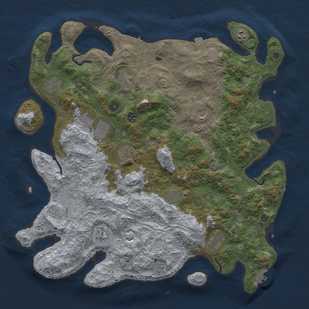 Rust Map: Procedural Map, Size: 4500, Seed: 888303545, 19 Monuments