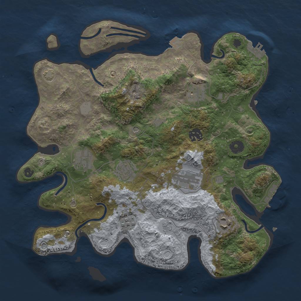 Rust Map: Procedural Map, Size: 3300, Seed: 1158543998, 15 Monuments