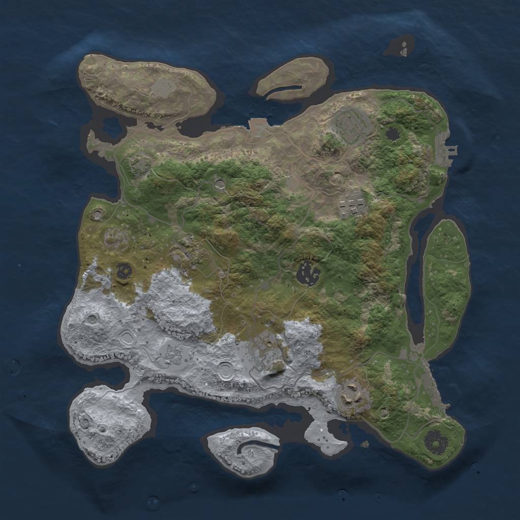Rust Map: Procedural Map, Size: 3250, Seed: 1759601645, 14 Monuments