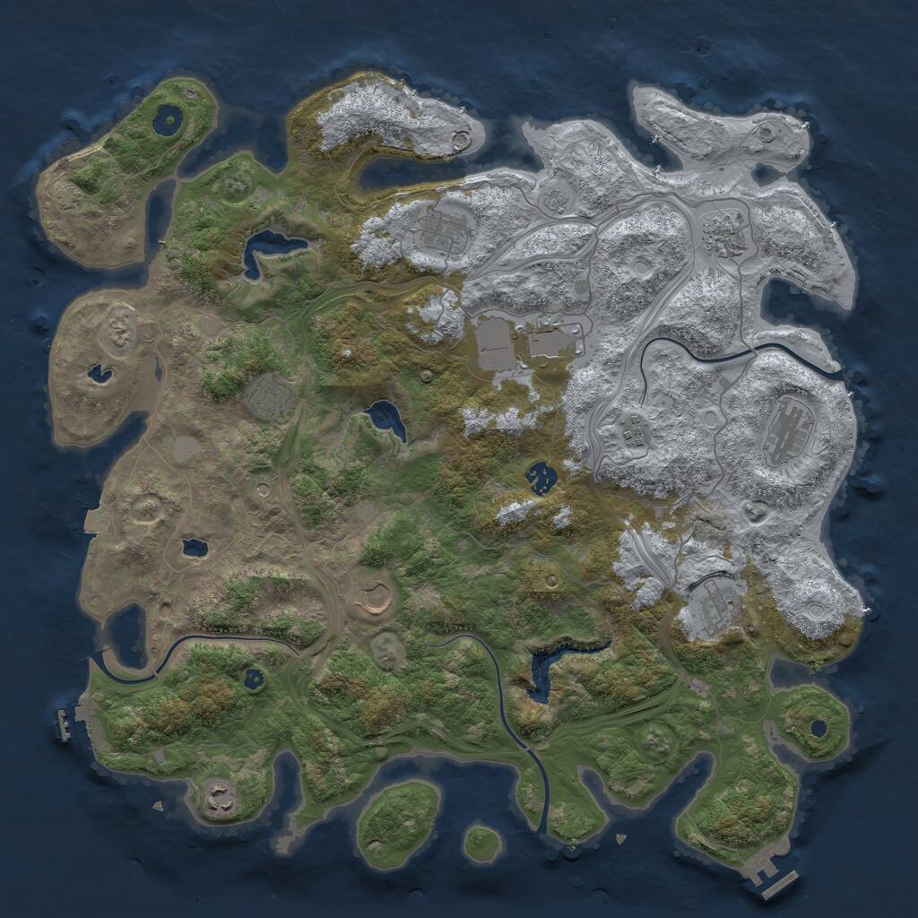 Rust Map: Procedural Map, Size: 4500, Seed: 8046311, 16 Monuments