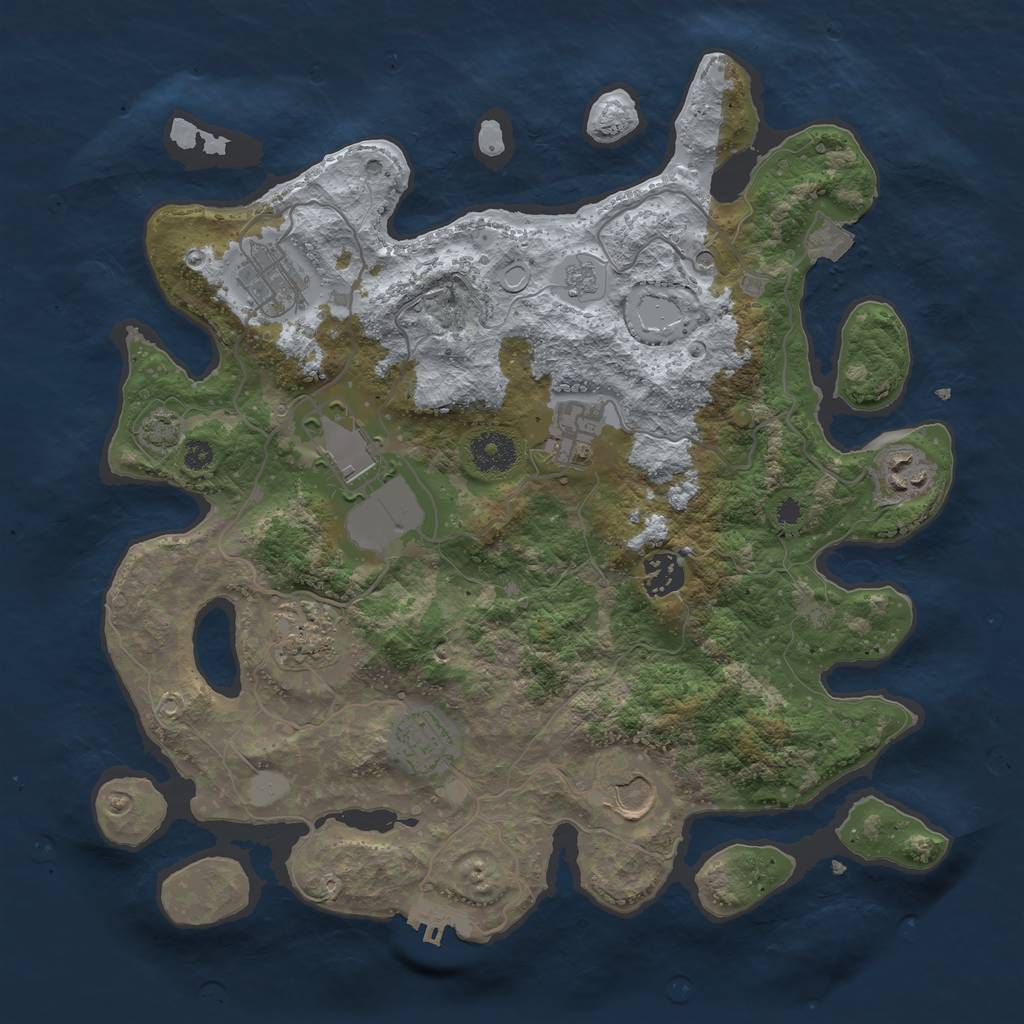 Rust Map: Procedural Map, Size: 3500, Seed: 331026033, 15 Monuments