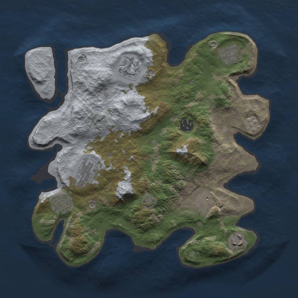 Rust Map: Barren, Size: 3200, Seed: 8, 12 Monuments