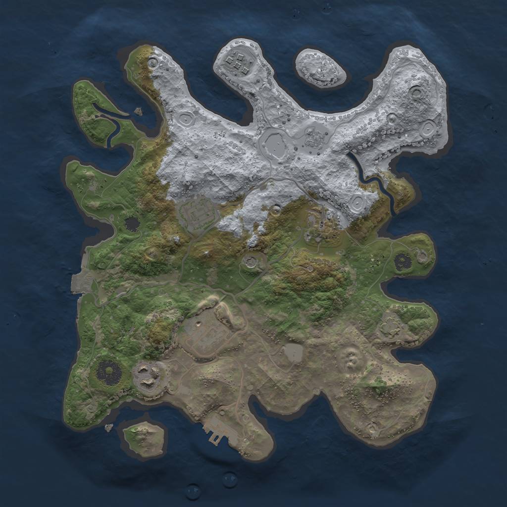 Rust Map: Procedural Map, Size: 3000, Seed: 21651652, 12 Monuments