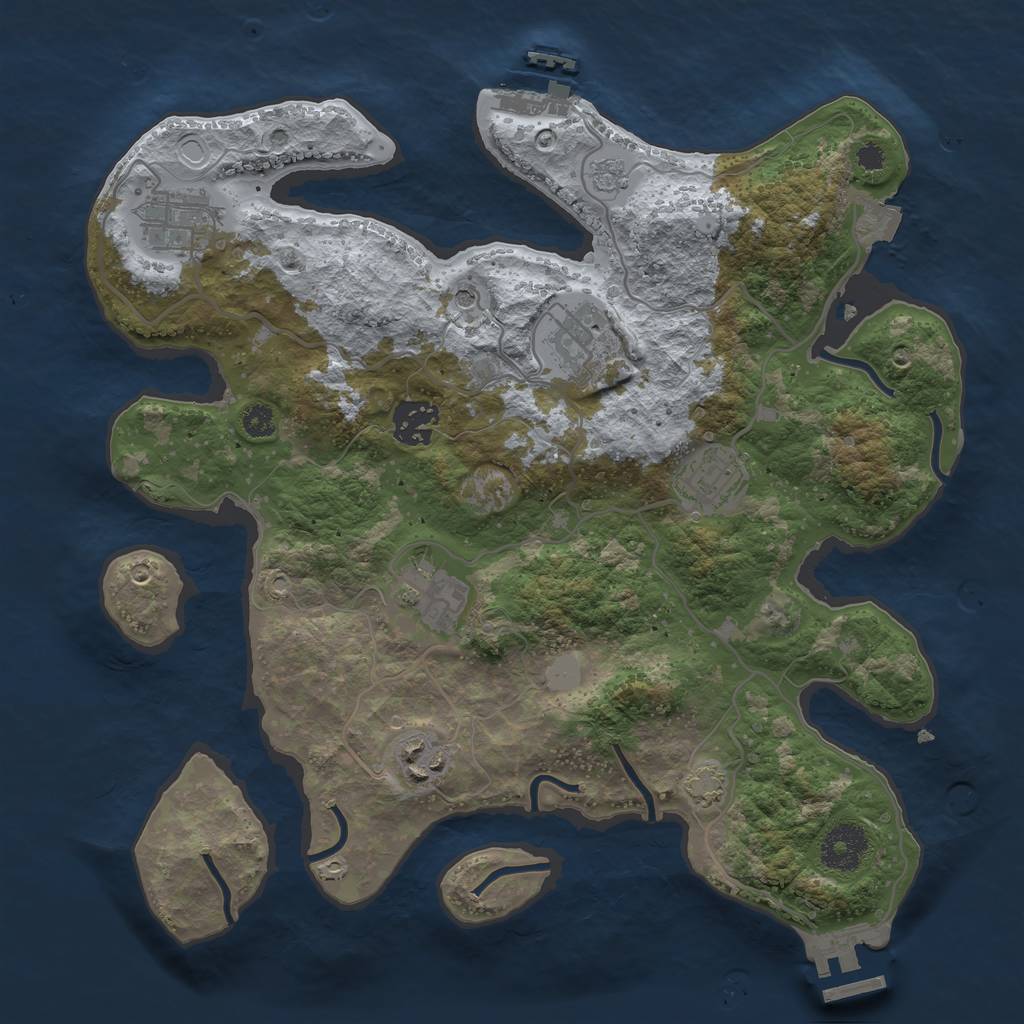 Rust Map: Procedural Map, Size: 3250, Seed: 87943, 14 Monuments
