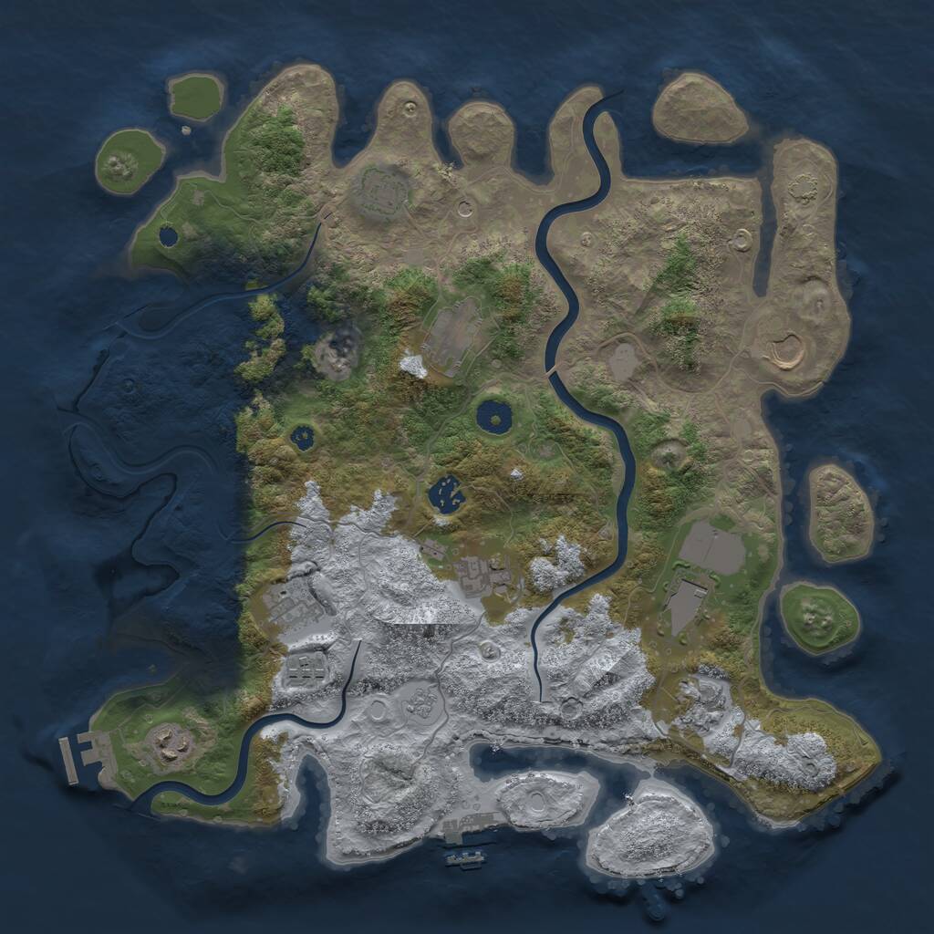 Rust Map: Procedural Map, Size: 3950, Seed: 100583293, 16 Monuments