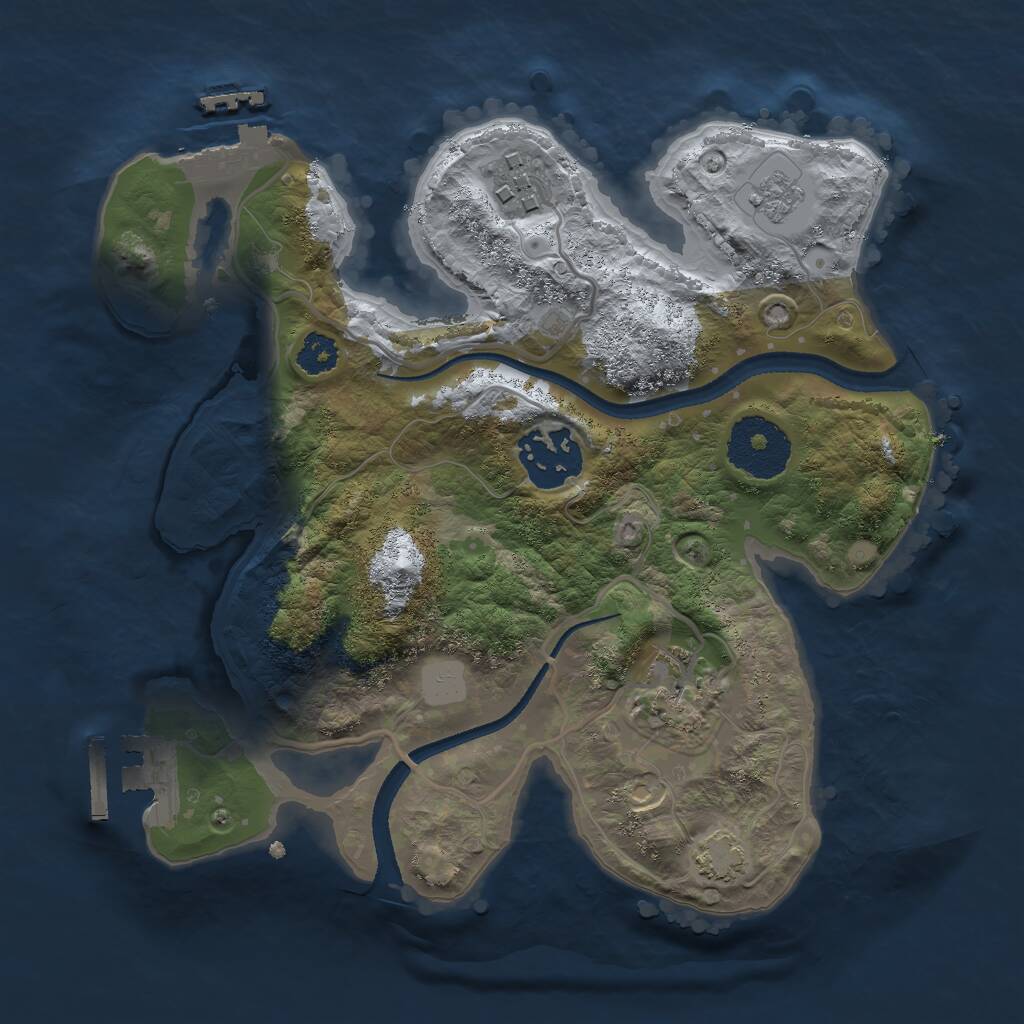Rust Map: Procedural Map, Size: 2500, Seed: 974769116, 8 Monuments